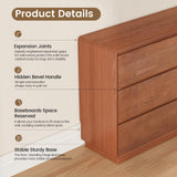SUCSSRICH Solid Wood Dresser for Bedroom, Natural Solid Wood 6 Drawer Dresser,55.2" Wide Mid Century Modern Chest of Drawers, Closet Storage Organizer for Living Room, Bedroom