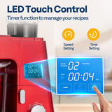 VIVOHOME 9 in 1 Multifunctional Stand Mixer with Fermentation, 6 Speed 7.5 Quart Kitchen Electric Food Mixer with Timer, Meat Grinder, Red