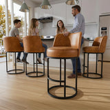Ollega 26" Brown Counter Height Bar Stools Set of 4, Anti-Pinch Swivel