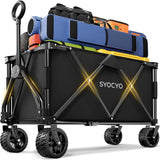 Wagon Carts Foldable 420LBS Weight Capacity Collapsible Wagon with Big All-Terrain Wheels, Heavy Duty Beach Wagons Cart