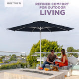 Midtown Umbrellas Push & Pop 10 Ft Patio Umbrellas with Push & Pop Mechanism, 8 Fiberglass Ribs & Sunbrella Fabric – Outdoor Umbrella for Deck, Pool, Cafés and Hotels – Canvas Navy Canopy, Silver Pole