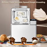 KEEPEEZ Bread Maker, 17-in-1 2LB Stainless Steel with Bread Machine, Non-Stick Pan, Smart Touch, Auto Nut Dispenser, 15H Timer&Keep-Warm, 3 Sizes 3 Colors, 66 Recipes, Gluten-Free, Sourdough