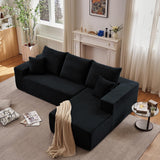 96" Boneless Couch for Living Room, Small Corduroy Cloud Sectional Sofa with L-Shape Chaise