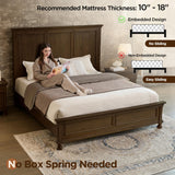LUXOAK Solid Wood King Bed Frame, Traditional Wooden Platform Bed