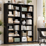 6 Tier Open Shelves Bookcase, Black Book Case with 12 Open Shelves, Freestanding Display Storage Shelves
