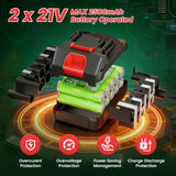 21V Cordless Weed Wacker with 2x2.5Ah Battery Powered, Electric Weed Eater with 12 Inch Grass Cutter & Auto Line Feed System, 2-in-1 String Trimmer & Lawn Edger for Garden Edge Lawn Tool