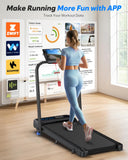 Foldable Treadmill with Incline, Compact Walking Pad Treadmill with Safety Handle Bar, 3.0HP Quiet Under Desk Treadmills