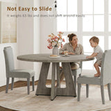 Garvee 47" Round Dining Table for 4 to 6, Farmhouse Kitchen Table with Cross Pedestal Base