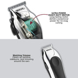Wahl Clipper USA Deluxe Corded Chrome Pro, Complete Hair and Trimming Kit, Includes Corded Clipper, Cordless Battery Trimmer, and Styling Shears, for a Cut Every Time - Model 3029682