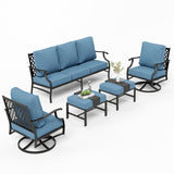 MIXPATIO 5-Piece Wrought Iron Patio Conversation Set, Swivel Chairs