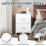 LOFTEY White Nightstand, Bedside Table with 2 Fabric Drawers, Small Kids Night Stand for Bedroom, Bed Side Table with Storage, 15.7" L x 11.8" W x 21" H