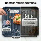 VAL CUCINA Non-Toxic Enamel Interior Air Fryer Toaster Oven Combo, 26.3 QT Countertop Convection Oven 10-in-1, Infrared Heating, Fits 12” Pizza & 6-Slice Toast, Easy Clean Enamel Baking Pan Included
