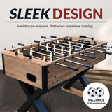 Hathaway Fullerton 48-in Foosball Table, Arcade Table Soccer for Game Rooms, Includes (2) 36-mm ABS Foosballs, Driftwood (BG50330)
