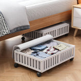 Bamboo Under Bed Storage Containers with Wheels, 2 Pack Under the Bed Shoe Storage Bins, Wood Rolling Underbed Drawers Organizer for Bedroom, Closet, Clothes Blanket Comforter and Under Crib Toy White