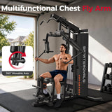 Sportsroyals Home Gym, Multifunctional Workout Station with Leg Press, 150LBS Weight Stack Full Body Workout Equipment for Home Exercise Fitness Strength Training (Black)