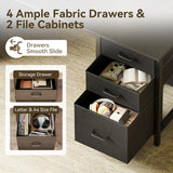 63 inch Office Desk with 6 Fabric Drawers & File Cabinets, Work from Home Computer Desk with Hidden Storage Stand