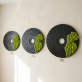 Round Moss Wall Art 33 inch Preserved Moss Decor on Solid Wood Base Natural Wooden Wall Decor for Living Room Office Home Zero Maintenance Botanical Art