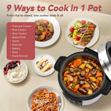 Electric Pressure Cooker 6 Qt, 9 Functions Programmable Instant Pot with IMD Touchscreen, Rice Cook, Slow Cook, Steam, Sauté, Warm, 16+ Safety Features, 1000W Silver