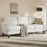 Busaurus 3 Seater Sofa Couch with Deep Seats, 89" Mid Century Modern Upholstered Sofa with Armrests, Comfy Couches for Living Room, Bedroom, Apartment and Office (Linen Beige)
