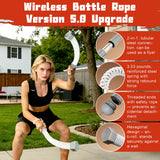 FlowViva 2-in-1 Ropeless Battle Rope & Vibration Bar, Portable Cordless Fitness Ropes for Home Gym, Strength Building, HIIT Training & Low-Impact Aerobic Training for Men and Women, Gray