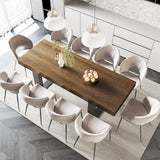 Rustic Extendable Dining Room Table for 8 10, 70.9" (86.6") x 31.5", Rectangular Dinner Table for 6-10, Mid Century Modern Expandable