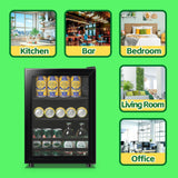 WANAI Small Beverage Refrigerator Cooler 1.3 Cu.Ft, 45 Can Black Mini Small Fridge with Glass Door Adjustable Shelves for Soda Beer Wine, Suitable for Bedroom Bar Office