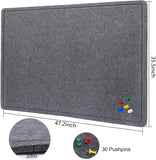 Large Cork Bulletin Board 48" x 36", Felt Pin Board, Dark Gray
