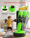 QPAU Punching Bag for Kids, 66 Inch Stable Inflatable Boxing Bag with Boxing Gloves, Stand Kids Punching Bag Toy for Boys & Girls Age 5-12, Boxing Set for Practicing Karate, Taekwondo, MMA QPAU