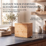 Varnuix Bamboo Trash Can with Bin Liner Built-in Frame and Premium Lid - Wooden Bathroom Trash can, Bamboo Wastebasket for Bathroom, Bedroom, Living Room, Kitchen or Office