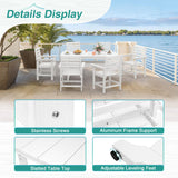 Homenjoy 7 Piece Patio Dining Set, 66" Rectangle HDPS Weather Resistant Outdoor Table & 6 Patio Chairs Set with 1.96" Umbrella Hole, Heavy Duty Chairs for Backyard Balcony Deck, White