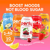 PERFY Healthy Soda for Brain & Mood – Nootropics w/L-Theanine & Turmeric + Real Fruit Juice – Caffeine-Free, Low Cal, Low Sugar, Keto, Gluten-Free (12-pack, Blood Orange Yuzu)