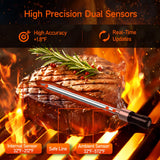 AlfaBot Wireless Meat Thermometer, Bluetooth Meat Thermometer for Turkey Beef Lamb, Digital Food Thermometer for Remote Monitoring of BBQ Grill/Rotisserie/Smoker