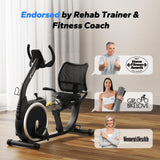 MERACH Recumbent Exercise Bike, High-end Recumbent Bike for Home, Light Commercial Recumbent Bikes for Seniors Adults, Magnetic Recumbent Stationary Bike with Smart Bluetooth and Exclusive App, LCD, Heart Rate Handle MERACH
