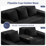 MAXYOYO Sofa Bed, 80-Inch Oversized Boneless Loveseat, 2 Cup Holders
