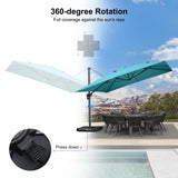 PURPLE LEAF Patio Telescopic Umbrella 11.5' x 11.5' Tilt Turquiose