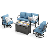 MIXPATIO 4-Piece Metal Patio Conversation Set, Fire Pit Table, 50,000 BTU