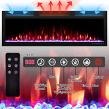 60 inch Electric Fireplace Heater, Smart Control via Alexa& App, Recessed and Wall Mounted Fireplace Insert with Multicolor Realistic Flame Effects,Crackling Sound and Logs& Crystal,5100Btus, Black