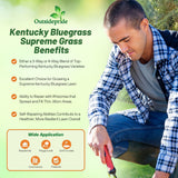 Outsidepride Supreme Kentucky Bluegrass Seed Mix - 50 lbs Cold Tolerant, Lawn Grass w/OptiGrowth Coating for Seed Enhancement, Ideal for Home, Parks, & Athletic Fields