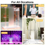 Church Pulpit with Led Lights, 46” Acrylic Pulpits for Churches, Transparent Podium Stand with Wheels& Spacious Reading
