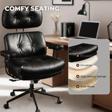 Ergonomic Office Chair Faux Leather Swivel Desk Chair for Home Office,Black