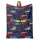 Custom Truck Blankets for Adults Boys Girls Teens, Boys Throw Blanket Personalized Blanket with Name, Custom Gifts for Son, Soft Cartoon Blanket for Valentines Christmas Birthday Gift