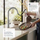 FORIOUS Kitchen Faucets with Pull Down Sprayer, Brushed Nickel Classic Single Handle Stainless Steel High Arc Faucet for Kitchen Sink, 1 Hole with Deck Plate Sink Faucet for Bar RV Farmhouse Laundry