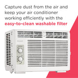 Frigidaire 5,000 BTU Window-Mounted Air Conditioner, Cools Up to 150 Sq. Ft., Quiet Operation, Effortless Temperature Control, 2 Fan Speeds, Auto Restart, White