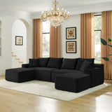 115" Boneless Couch for Living Room, U-Shaped Sectional Cloud Sofa-Black