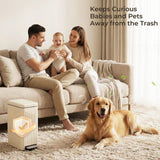Bathroom Trash Can with Lid, Small Stainless Steel Garbage Can with Step Pedal