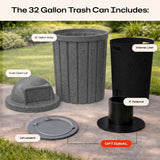 Campus Collection 42 Gallon Commercial Trash Can with Lid | Dark Granite