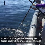 KOMCLUB Telescopic Fishing Gaff with Super Sharp Spear Hook Lightweight Hand Fish Gaff with Soft Rubber Nonslip Handle and Lanyard for Freshwater Offshore Fishing Boating and Outdoors (47.24")