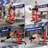 Yes4All Dip Stand 500 LBS Capacity, 80 Levels Adjustable Dip Bars, Dip Station Machine for Home Gym - Red & Black