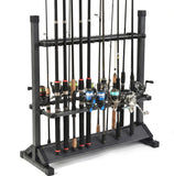 Jorazor 24-Rod Aluminum Fishing Rod/Pole Holder, Rustproof Fishing Rod Rack with 360° Lockable Wheels, Multi-Functional Storage Organizer for Garage & Home, Fits Most Rods & Golf Clubs (Gray)