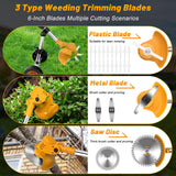 Electric Weed Wacker Cordless Weed Eater Battery Powered 21V, 4-in-1 Brush Cutter/String Trimmer/Grass Trimmer/Lawn Mower
